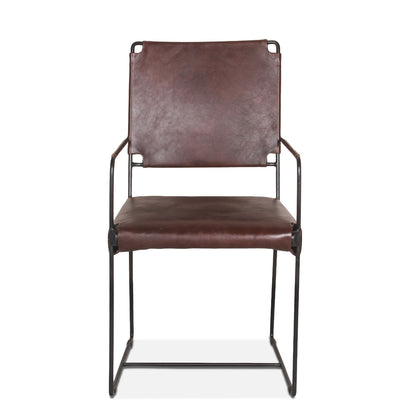 19" Chocolate Leather Dining Armchair