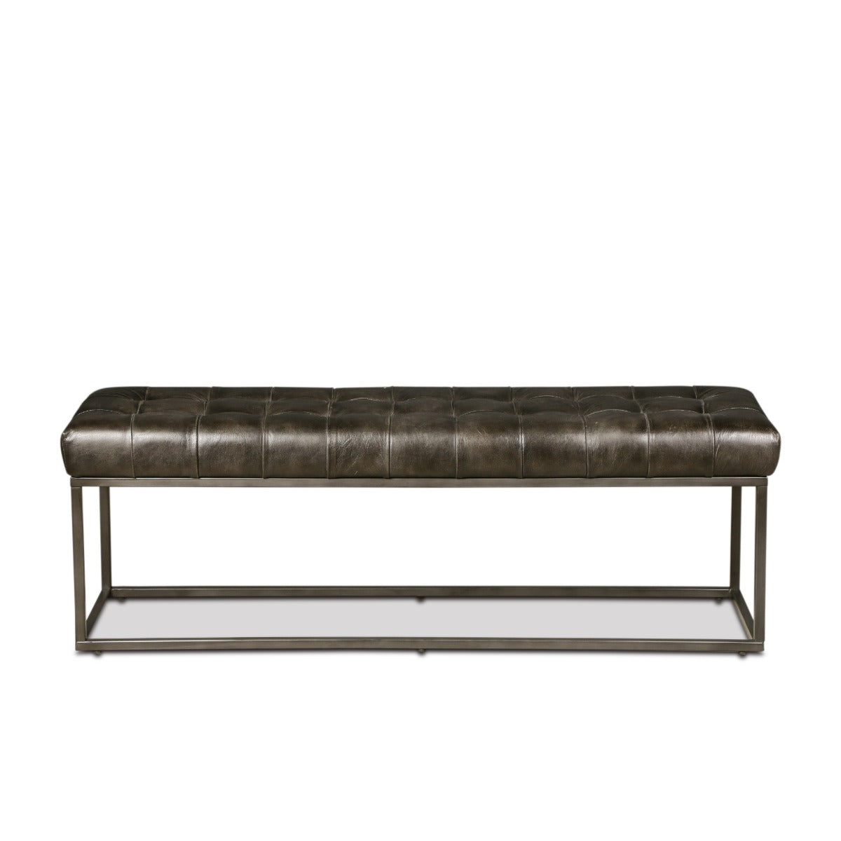 54" Black Leather Bench