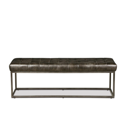 54" Black Leather Bench