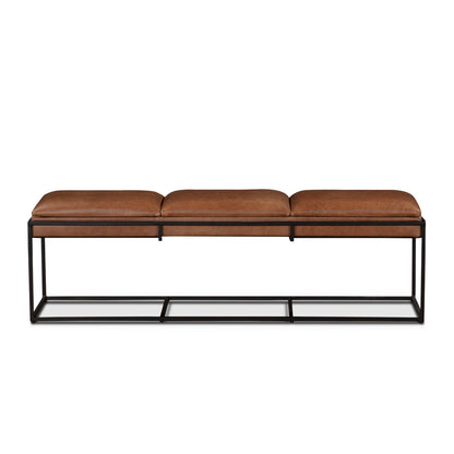 62" Cognac Leather Bench