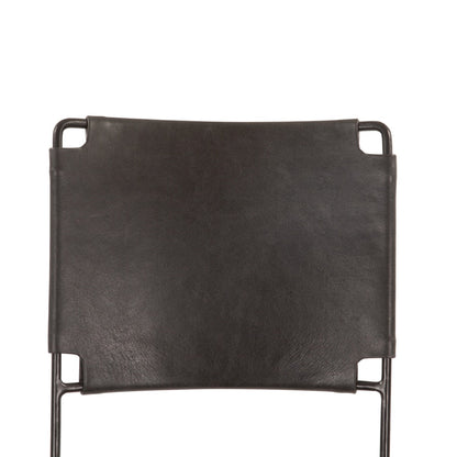 18" Black Buffalo Leather Counter Chair
