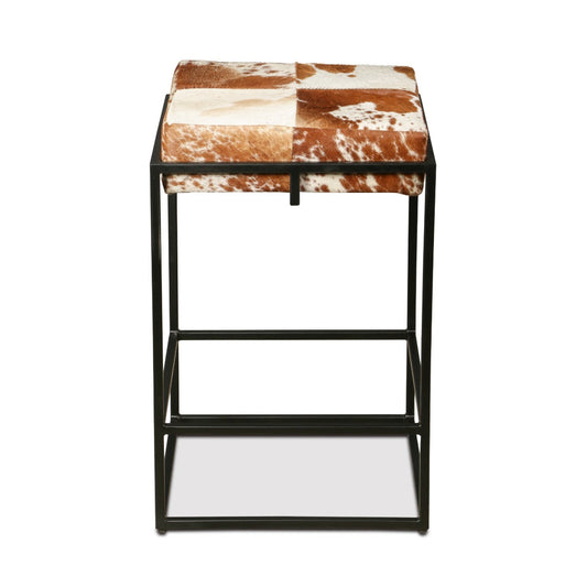 17" Brown Cowhide Stool