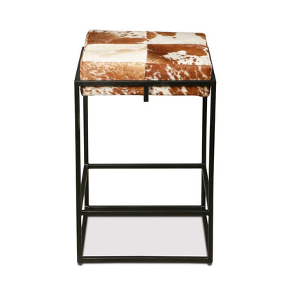 17" Brown Cowhide Stool