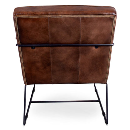 26" Antique Whiskey Leather Accent Chair