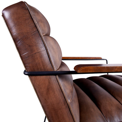 26" Antique Whiskey Leather Accent Chair
