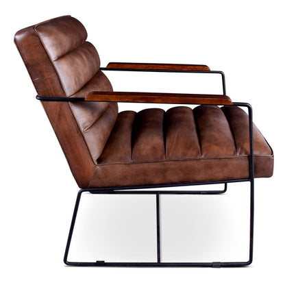 26" Antique Whiskey Leather Accent Chair
