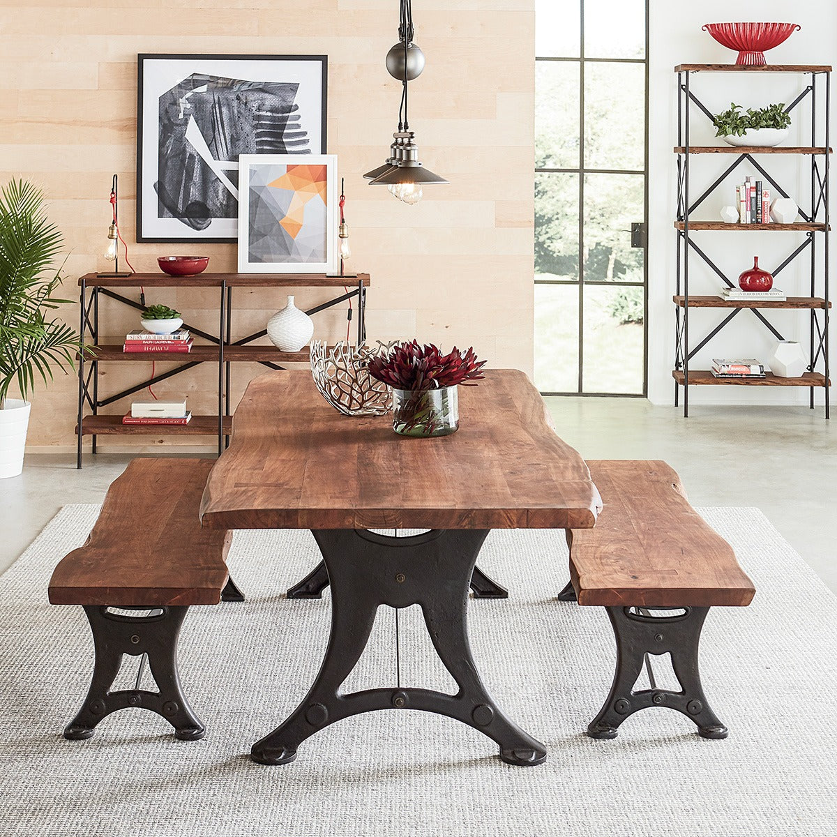 90" Raw Walnut Acacia Wood Bench