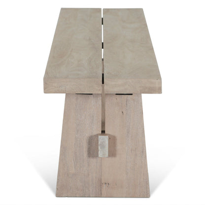 79" Matte Driftwood Acacia Wood Bench