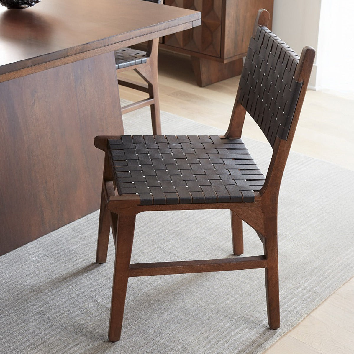 18" Black Leather Dining Chair