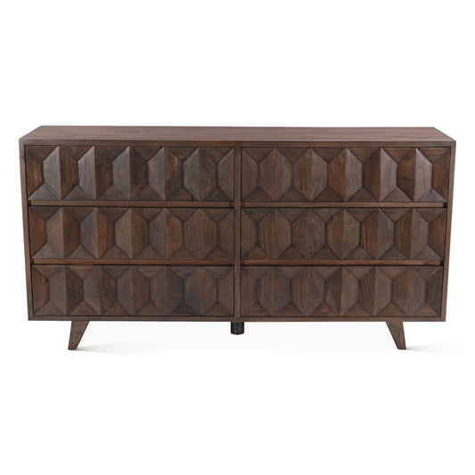 70" Royal Brown Carved Wood Dresser