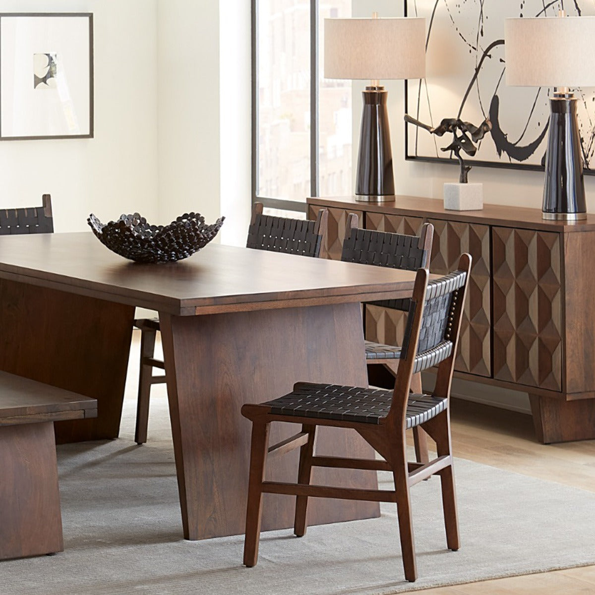 18" Black Leather Dining Chair