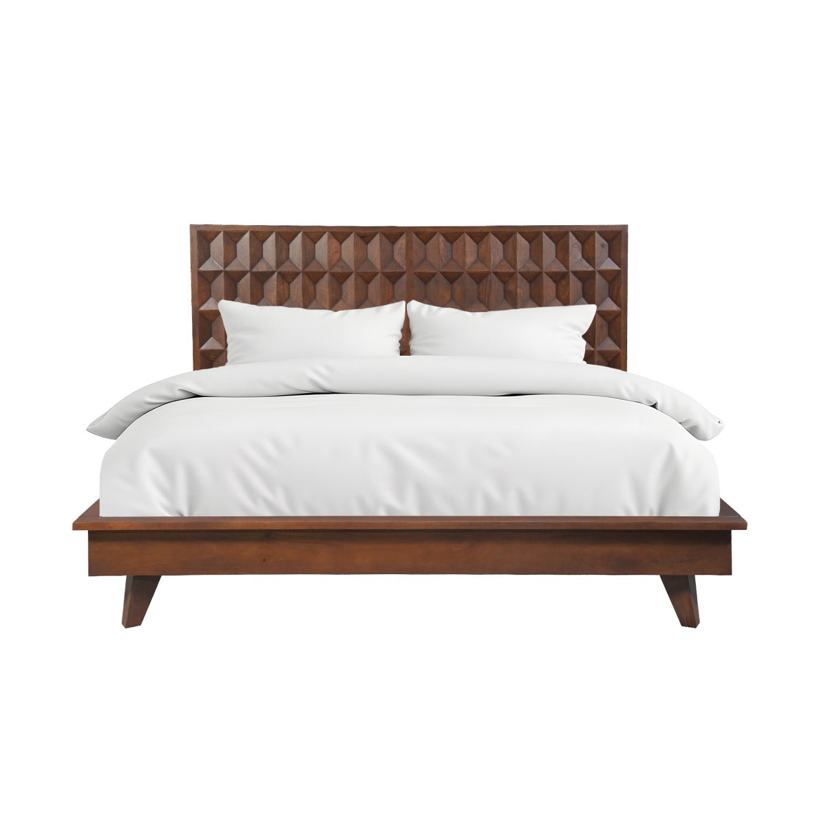 67" Royal Brown Carved Wood Queen Size Bed
