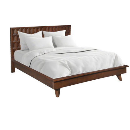 67" Royal Brown Carved Wood Queen Size Bed