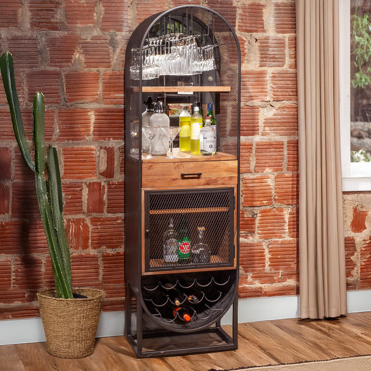 23" Natural Mango Wood Bar Cabinet