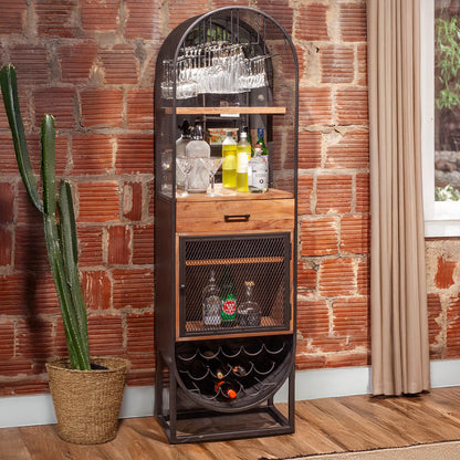 23" Natural Mango Wood Bar Cabinet