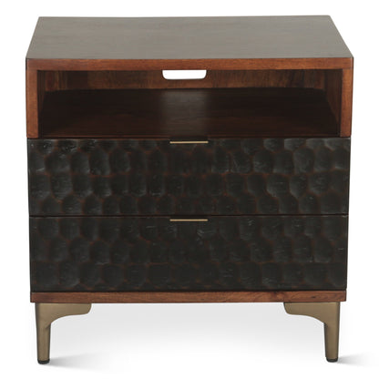 26" Two-Tone Carved Wood Nightstand