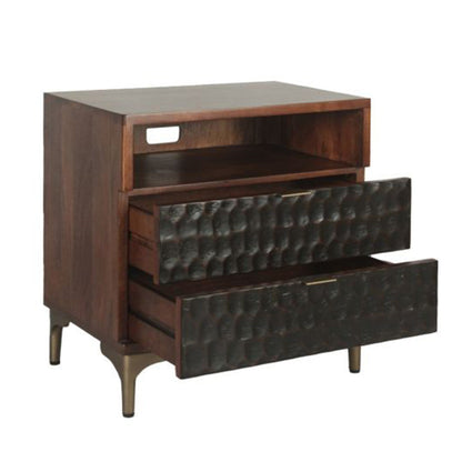 26" Two-Tone Carved Wood Nightstand