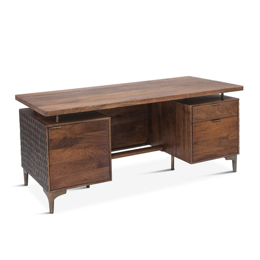 66" Two-Tone Carved Office Desk