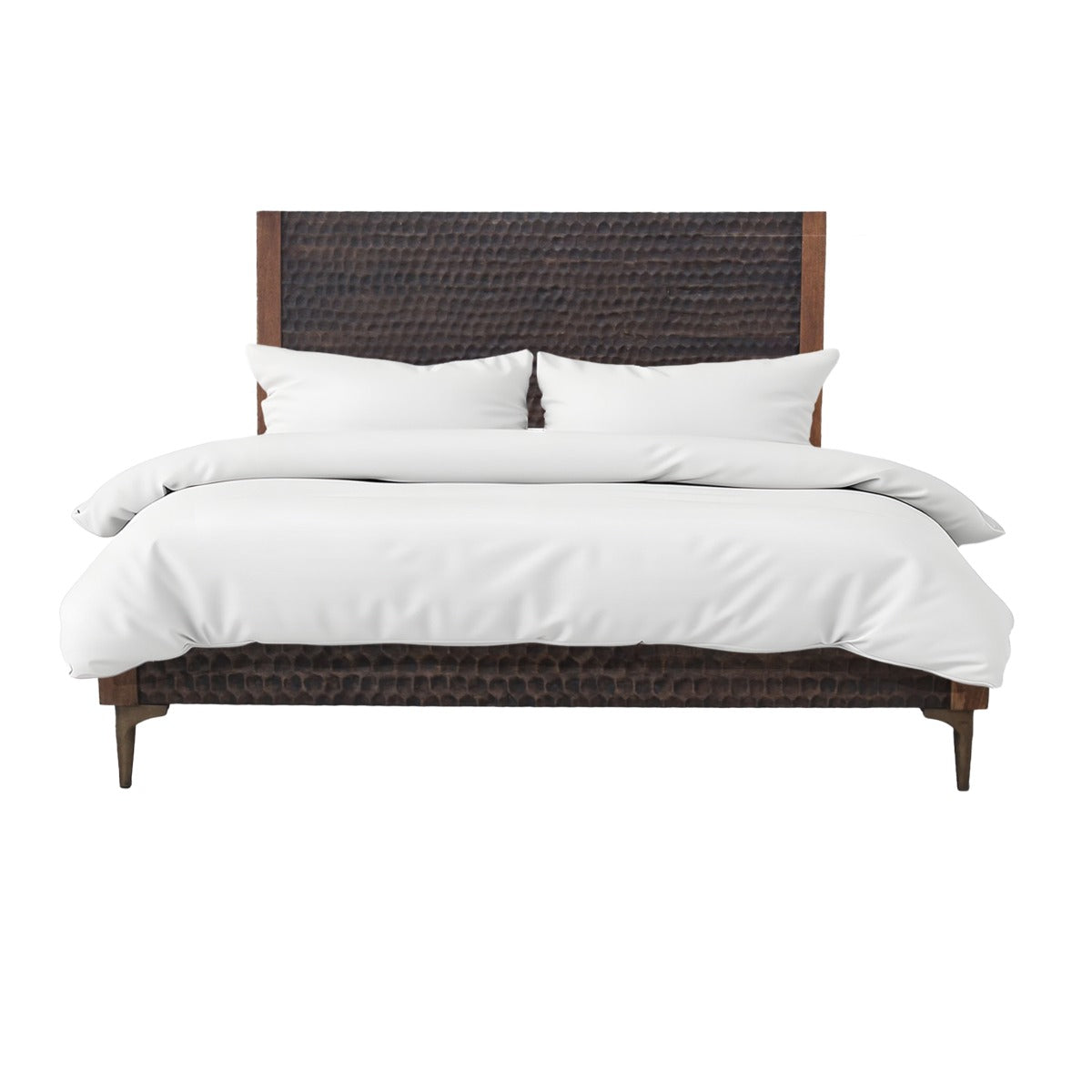 64" Two-Tone Carved Wood Queen Size Bed