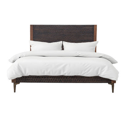 64" Two-Tone Carved Wood Queen Size Bed