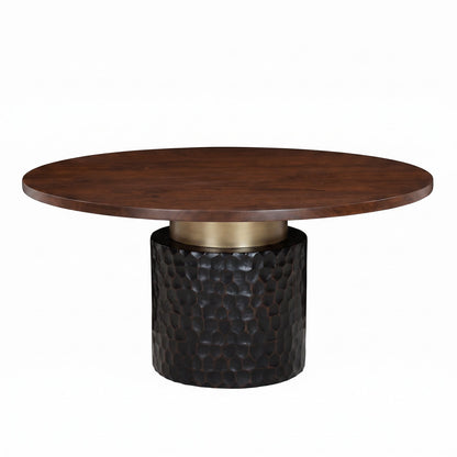 60" Carved Two-Tone Round Dining Table