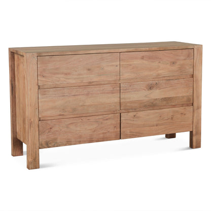 60" Brushed Acacia Wood Dresser
