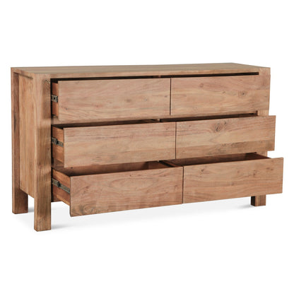 60" Brushed Acacia Wood Dresser