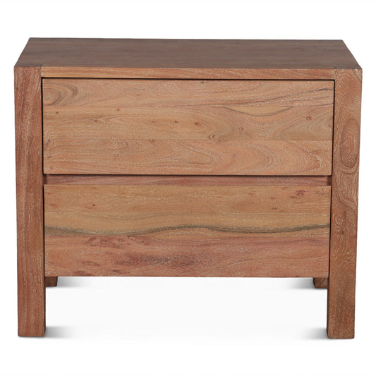 18" Brushed Acacia Wood Nightstand