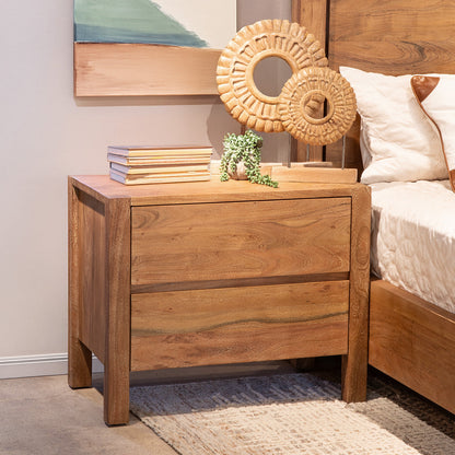 18" Brushed Acacia Wood Nightstand