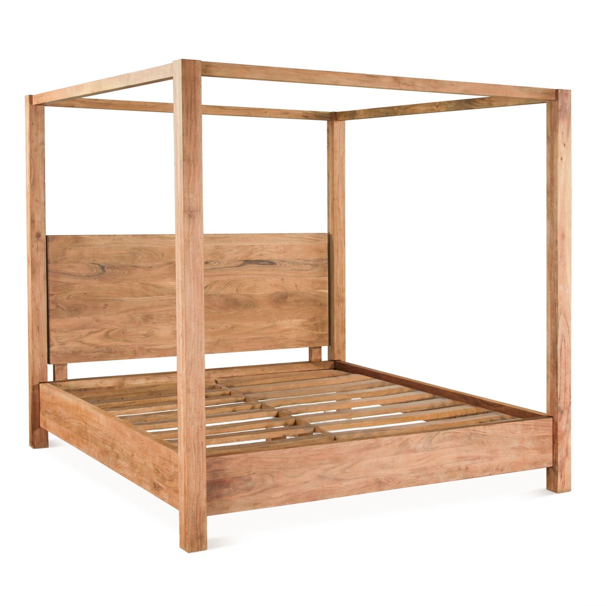 67" Brushed Acacia Wood Queen Size Bed