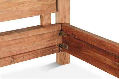 67" Brushed Acacia Wood Queen Size Bed