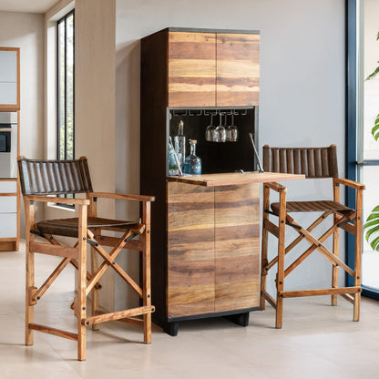 72" Natural Saal Wood Bar Cabinet