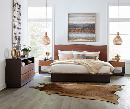 73" Raw Walnut and Ebony Queen Size Bed
