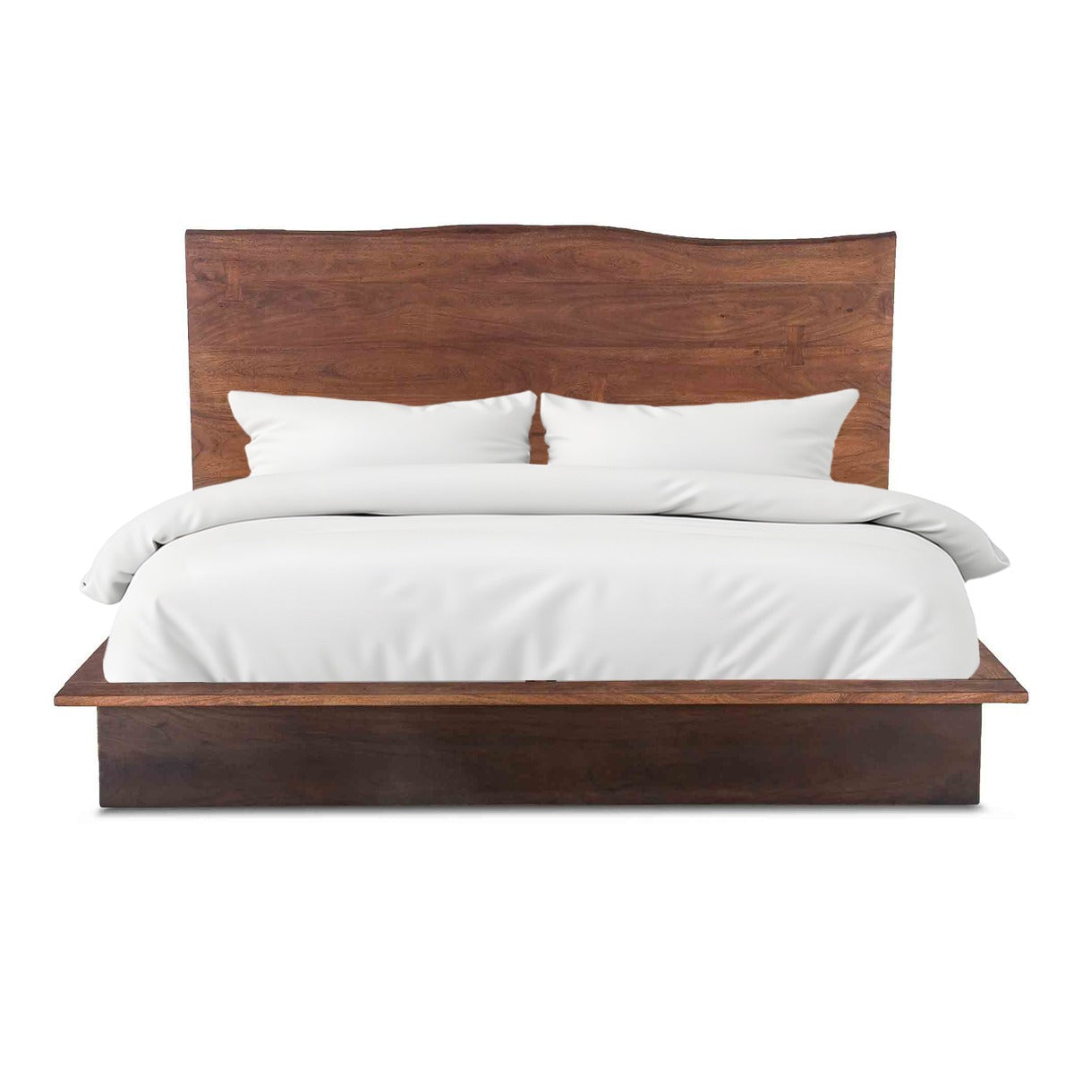 73" Raw Walnut and Ebony Queen Size Bed