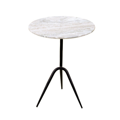 18" Brown Marble Accent Table