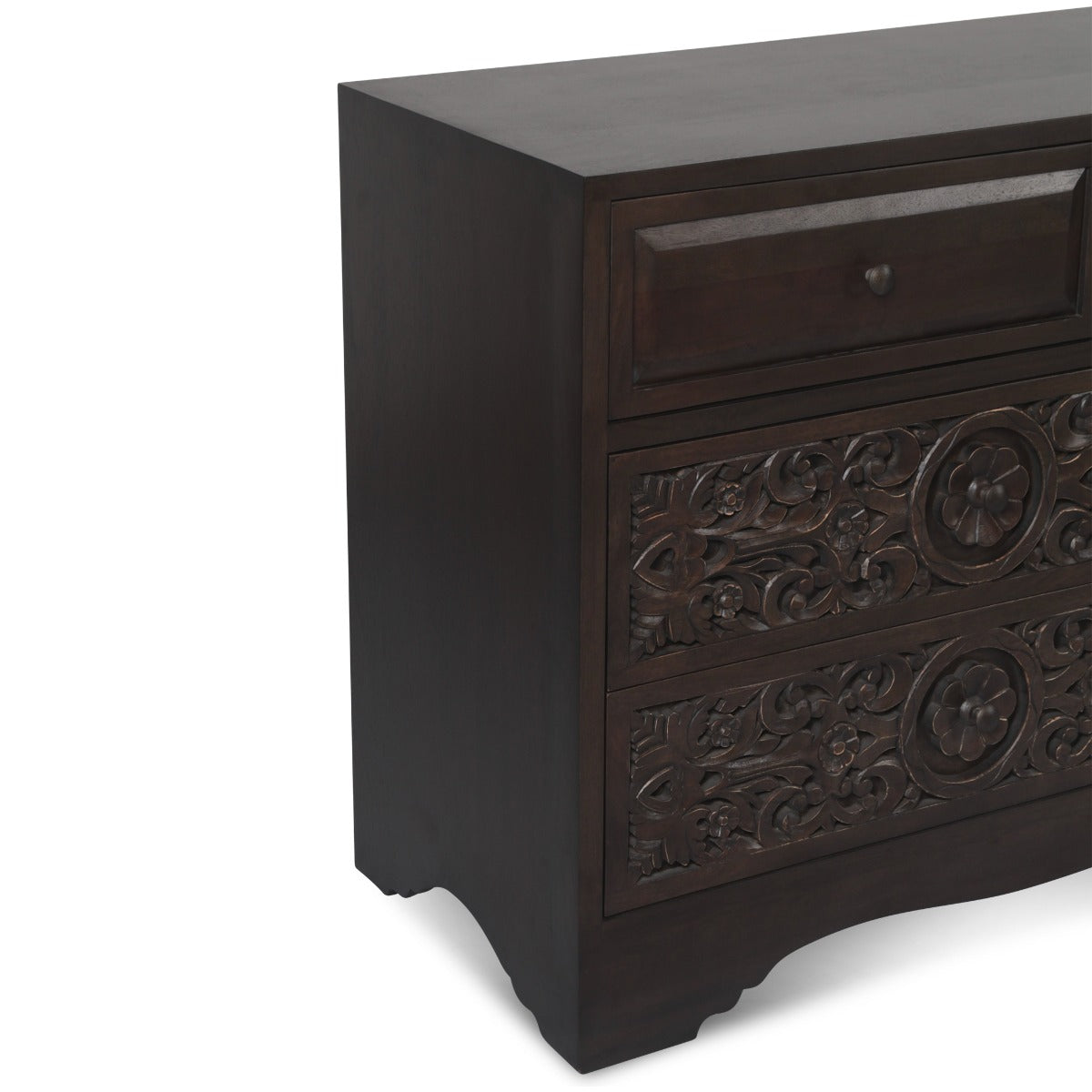 71" Hand-Carved Vintage Brown Dresser