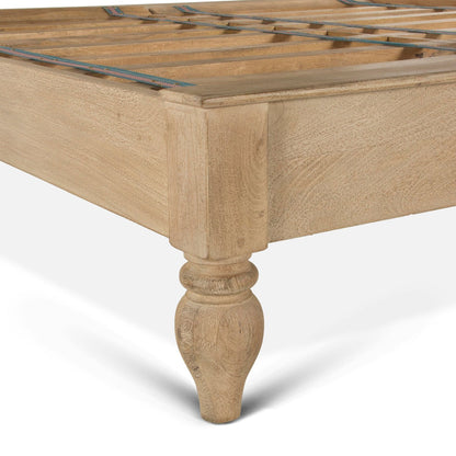 64" Hand-Carved Whitewash Queen Size Bed