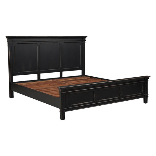 87" Distressed Black Mango King Bed