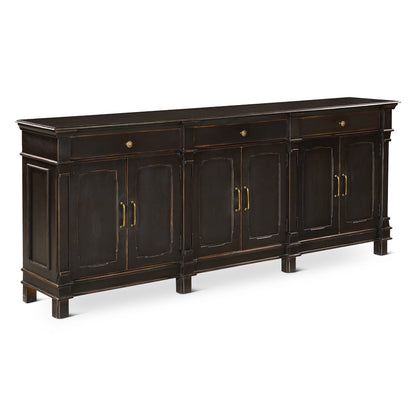100" Distressed Black Mango Wood Sideboard