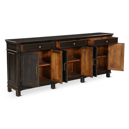 100" Distressed Black Mango Wood Sideboard