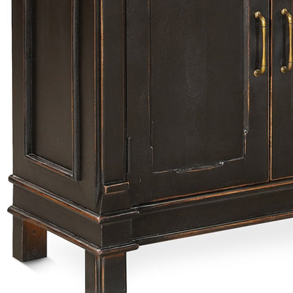 100" Distressed Black Mango Wood Sideboard