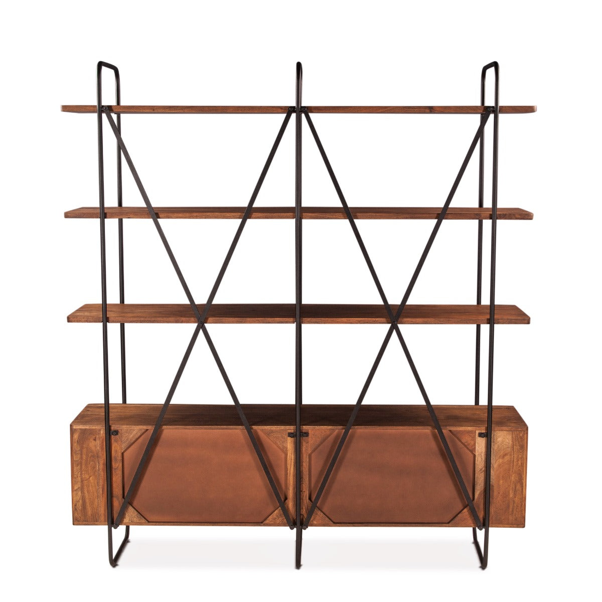 75" Pecan Brown Acacia Wood Bookshelf