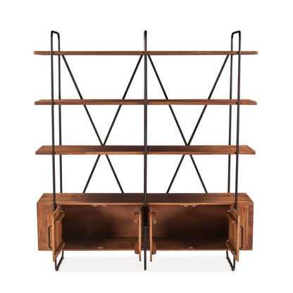 75" Pecan Brown Acacia Wood Bookshelf