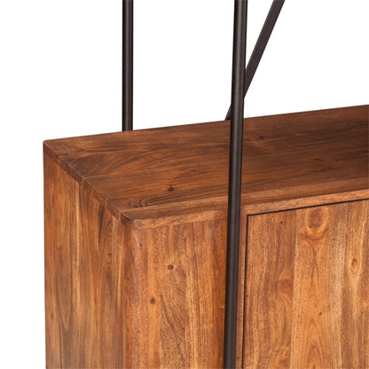 75" Pecan Brown Acacia Wood Bookshelf