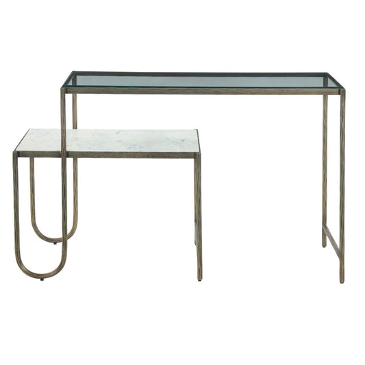 16.5" Marble and Glass Console Table