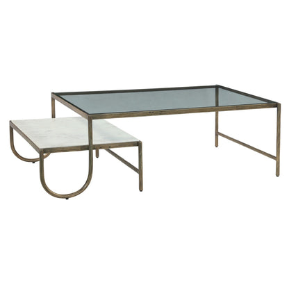 28" Glass and Marble Coffee Table