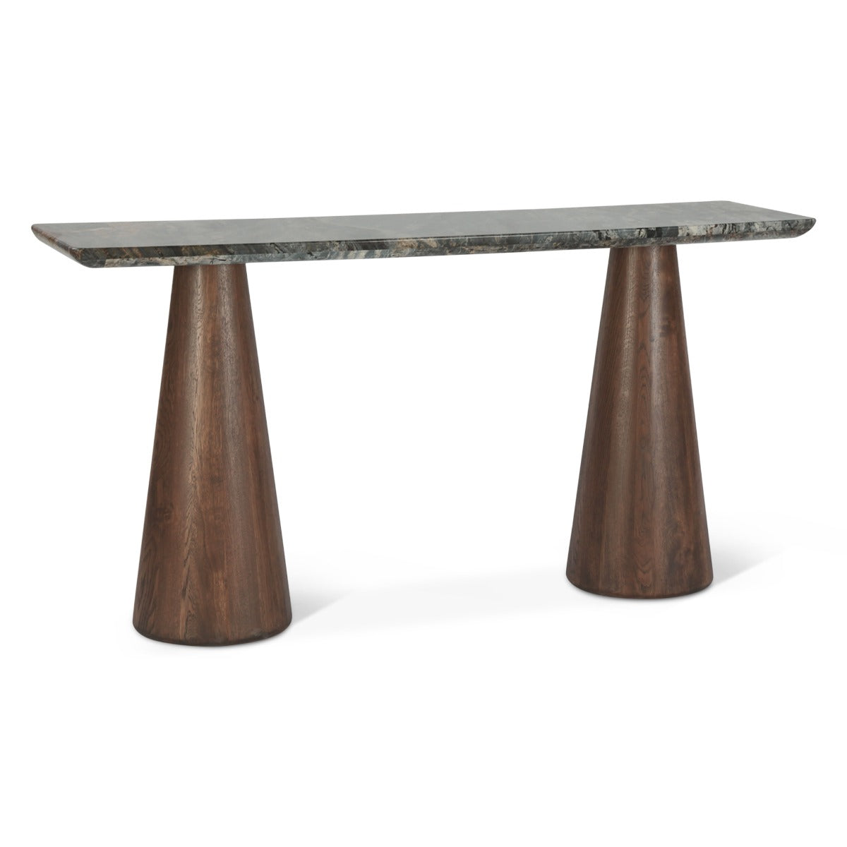 60" Lava Marble and Dark Mango Wood Console Table