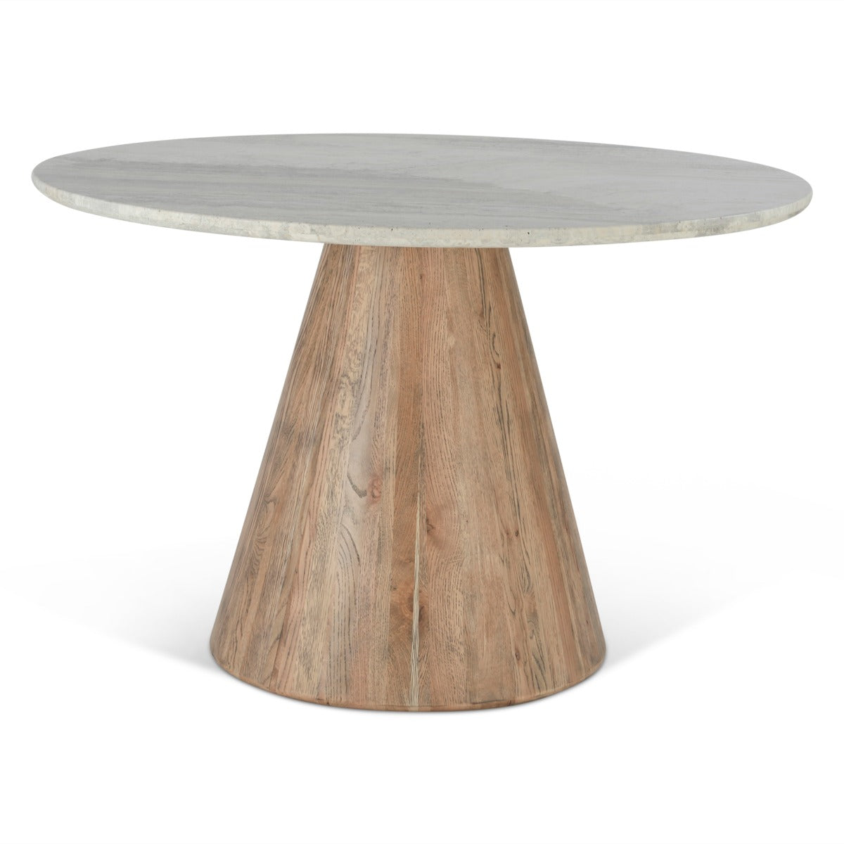 48" White Travertine Round Dining Table