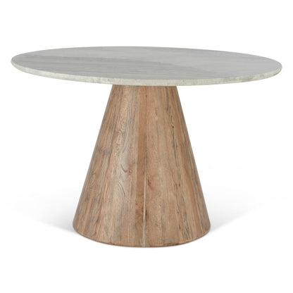 48" White Travertine Round Dining Table