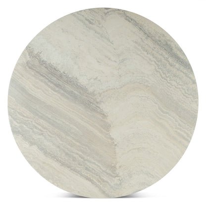 48" White Travertine Round Dining Table